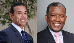 Headshots of Villaraigosa and Roberts