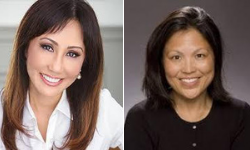 Headshots of Sabrina Kay and Julie Su