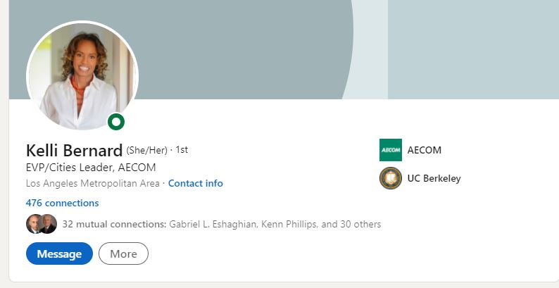 A screenshot of Kelli Bernard's LinkedIn profile