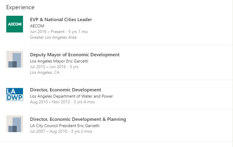 A screenshot of Kelli Bernard's LinkedIn profile continued