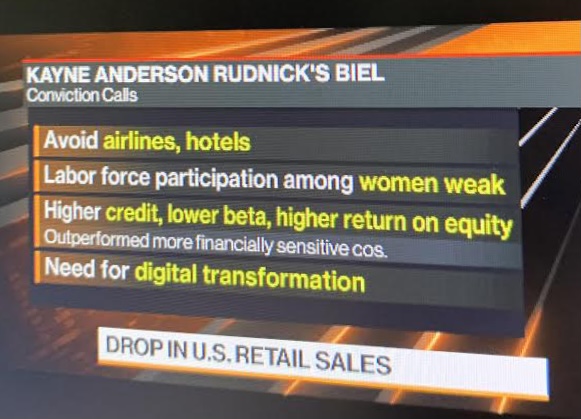 A screenshot of a Bloomberg News show citing KAR's Biel