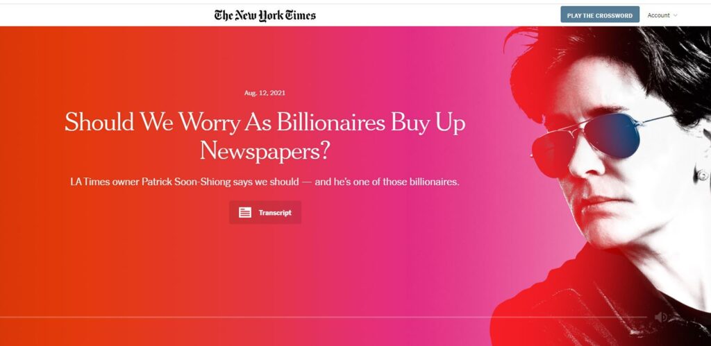 A screenshot of NYT's Sway page