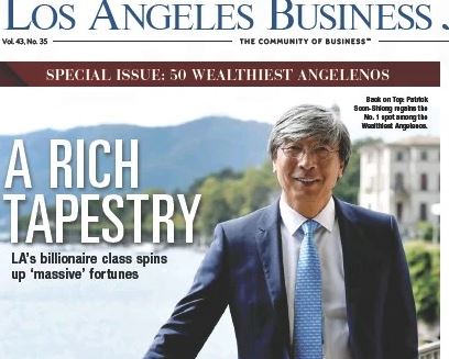 A screenshot of the cover of LABJ's 2021 Wealthiest issue 