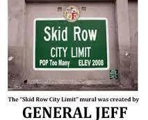 A photo of the Skid Row City Limit mural created by General Jeff