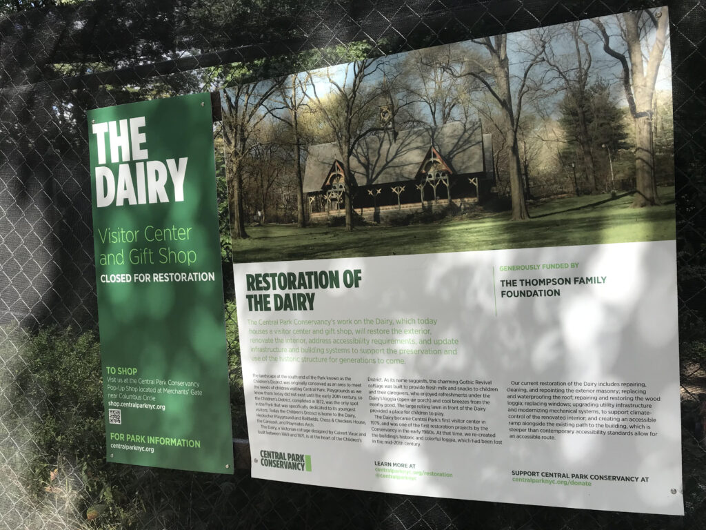 A photo of a sign and description of The Dairy